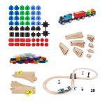 Verbinder für Holzeisenbahn und Klemmbausteine (Duplo®, Hubelino, Bio Buddy usw.) Kita Starter Set