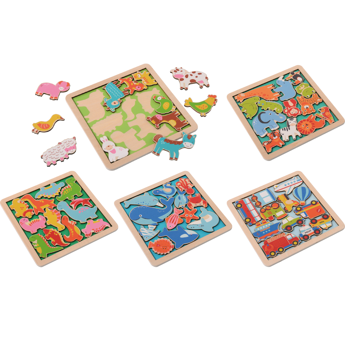 121000_1.jpg Holzpuzzle-Set mit 5 Themenwelten – Bild 1