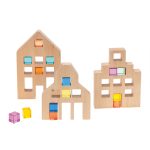 Holzhäuser für Acrylsteine, 3er Set