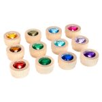 Holz-Funkelsteine Regenbogen, 12er-Set