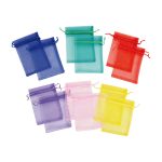 Bunte Organzabeutel mit Satinband, 12er Set