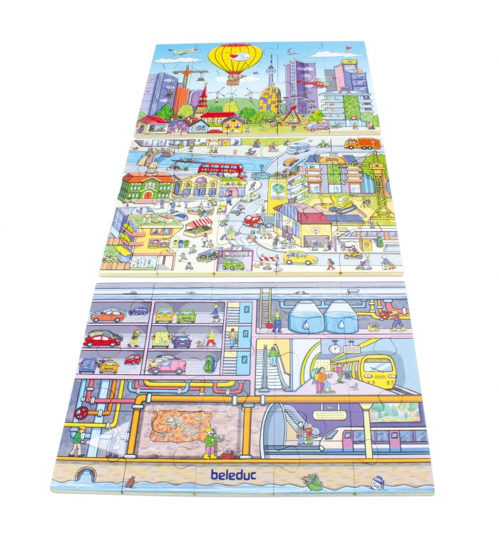 Bodenpuzzle „Stadtleben“ – 45-teiliges XXL Puzzle von beleduc – Bild 2
