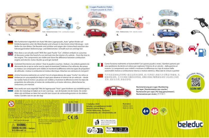 Lagen-Puzzle „Auto“ – Verbrennungs- & Elektromotor von beleduc – Bild 24
