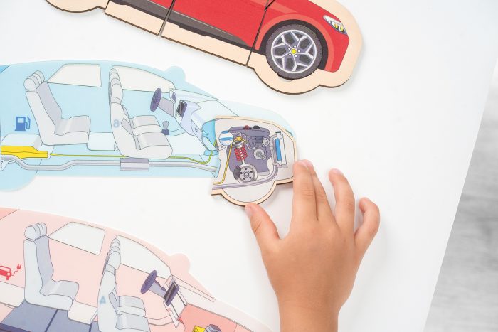 Lagen-Puzzle „Auto“ – Verbrennungs- & Elektromotor von beleduc – Bild 5