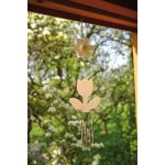 Windspiel Blume aus Holz mit 4 Klangstäbchen