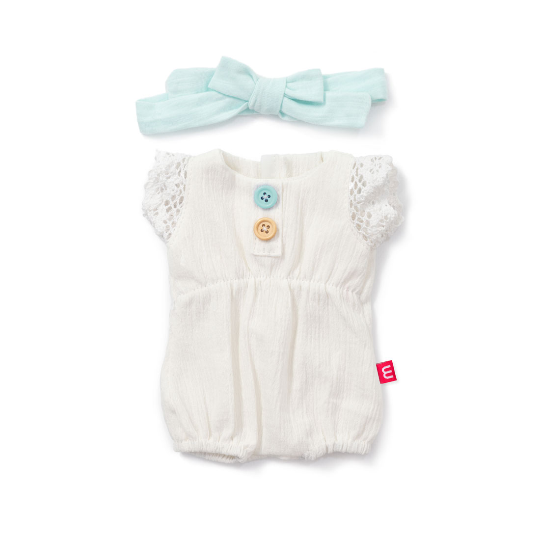 21098-15-puppenkleidung-body-weiss.jpg Puppenbody Weiß mit Stirnband – für Puppen bis 38 cm – Bild 1
