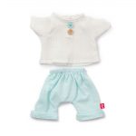 Puppenkleidung Hose & T-Shirt Hellblau/Weiß – 38 cm