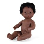 Puppe Junge mit Down-Syndrom dunkelhäutig 38 cm