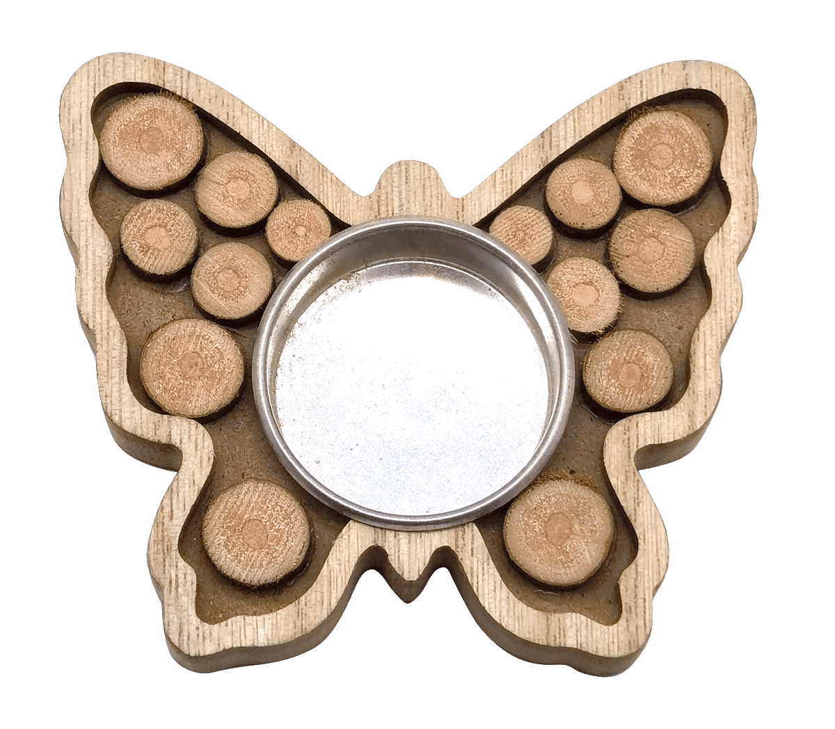 50571-1-product.png 3D-Teelichthalter „Schmetterling“ – Holz-Bastelrohling von beleduc – Bild 1