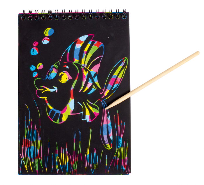 Kratzblock „Rainbow Arts“ – 12 Seiten mit Holzstift – Bild 5