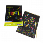 Kratzblock „Rainbow Arts“ – 12 Seiten mit Holzstift