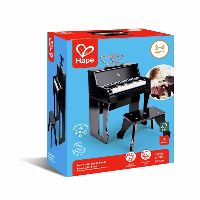 Leuchttasten-Piano mit Hocker – schwarz – Bild 2