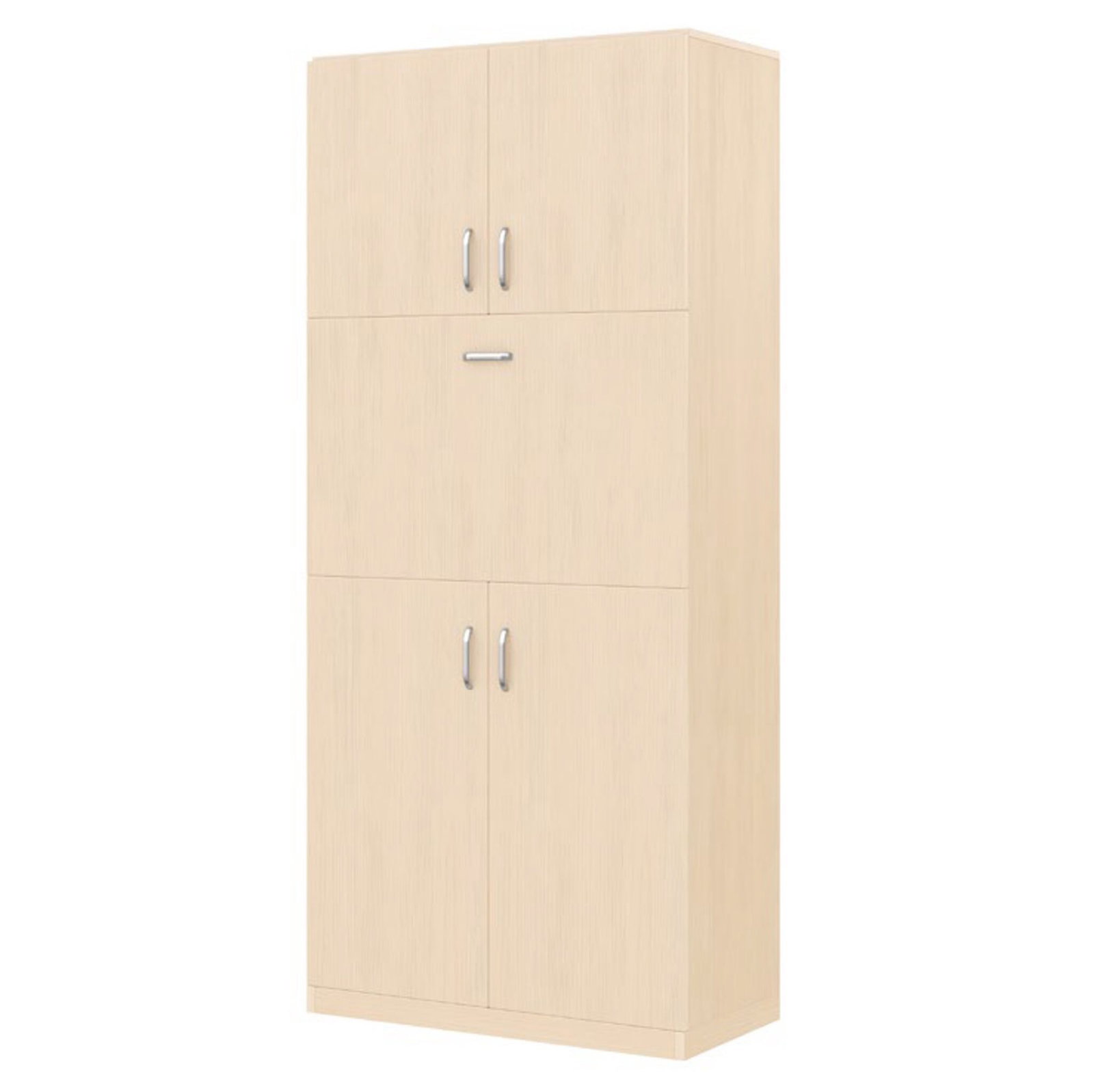 Regalschrank-5-Tueren-180x80-cm-scaled-1.jpg Regalschrank 80 × 180 cm mit 5 Türen und Holzsockel – Bild 1
