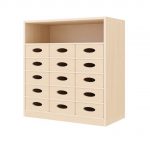 Regalschrank mit 15 Materialkästen – Unterbau wählbar