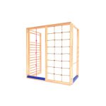 Klappturnwand mit Netz und vierfach verstellbarem Reck – 4-teilig