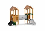 U3-Doppel-Spielturm mit Rutsche, Spielwänden und Kriechtunnel