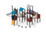 Spielanlage mit Rutschen, Kriechtunnel, Kletterelemente und Spielwände