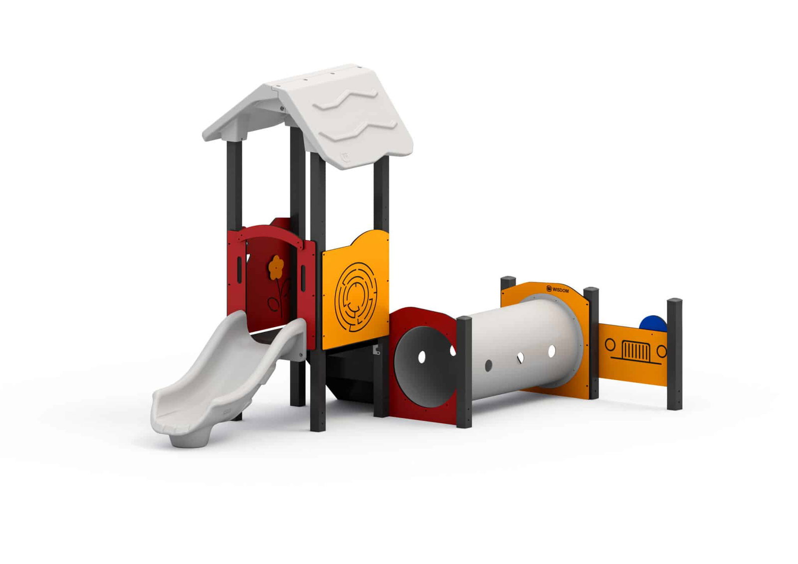 W-A017P-2-scaled-1.jpeg U3-Spieltürmchen mit Rutsche, Kriechtunnel und Spielwänden – Bild 1