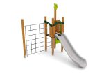 Spielturm mit Rutsche, Spielwänden und Kletternetz