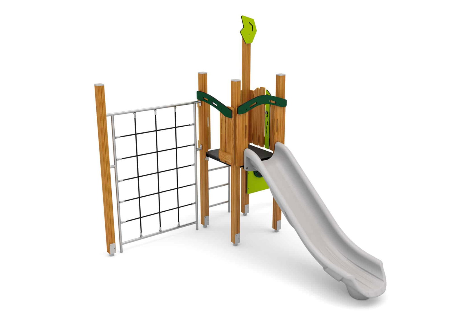 W-B001-2-scaled-1.jpeg Spielturm mit Rutsche, Spielwänden und Kletternetz – Bild 1