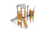 Spielturm mit Rutsche, Netzbrücke, Kletterwand und Spielwände – Bild 2