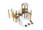 Spielturm mit Rutsche, Plankenbrücke, Kletternetz und Spielwände – Bild 2