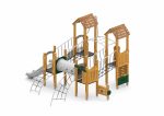 Spielturmanlage mit Rutschen, Netzbrücke, Kriechtunnel und Kletter- und Spielwände – Bild 2