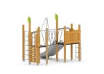 Spielturm mit Doppelrutsche, Balkenbrücke und Kletterelementen – Bild 2